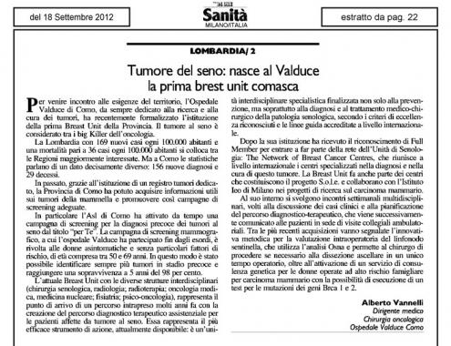 Tumore del seno: nasce al Valduce la prima brest unit comasca